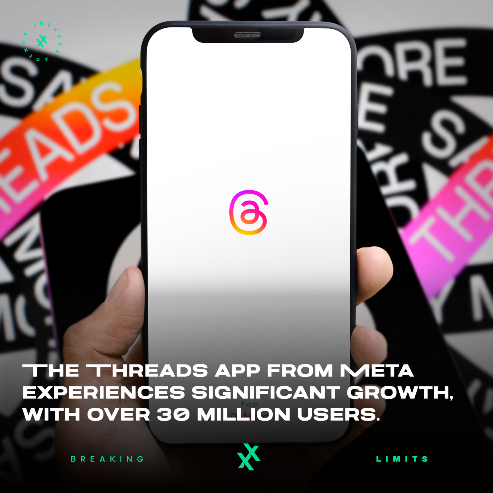 The Threads app from Meta experiences significant growth, with over 30 million users.